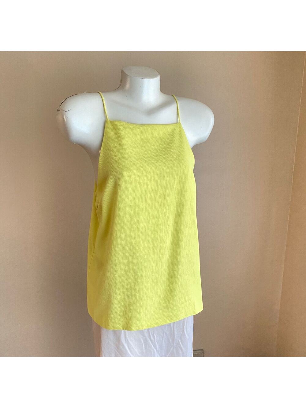Dainty Hooligan L Yellow Green Neon Strappy Tank Square Neckline V Back Loose